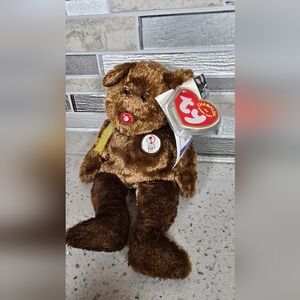Ty - Tunisia Champion - Beanie Baby Brown Bear Plush